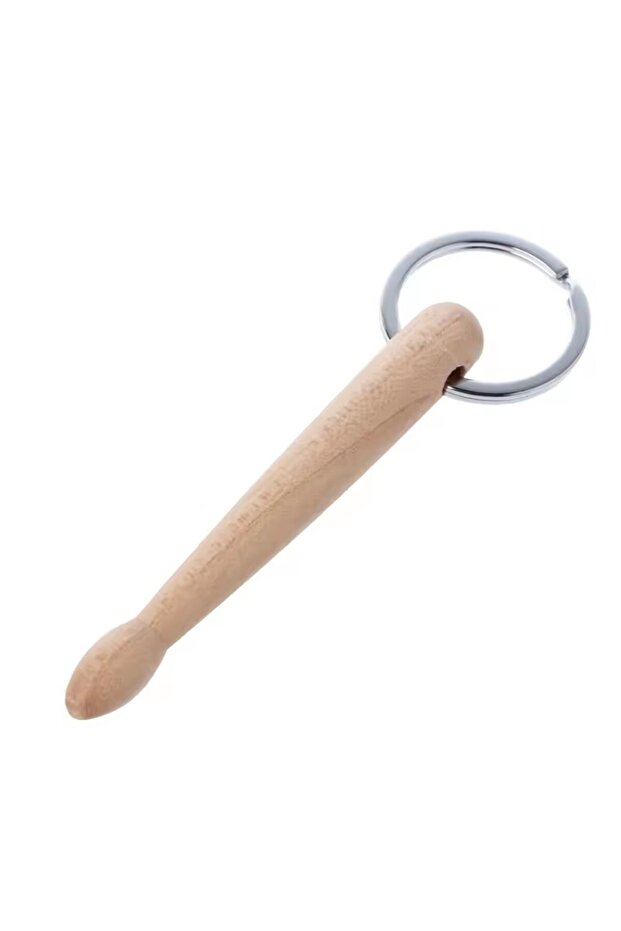 Silver 2 Types Wood Mini Drum Sticks Keychain Drumsticks Key Ring Chain Keyfob Percussion Gift Key C