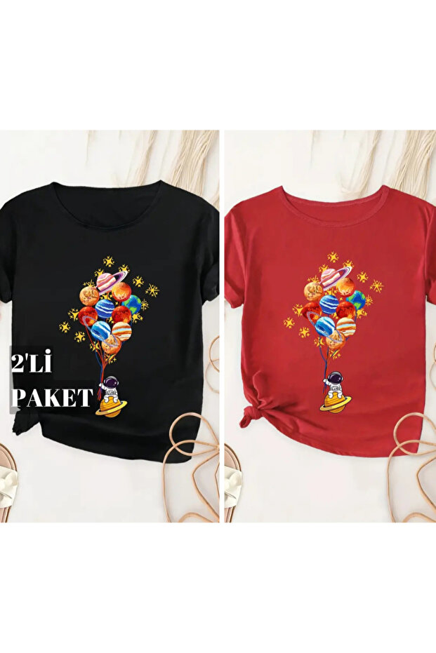 2-Pack of Printed Crew Neck T-Shirts for Girls/Boys