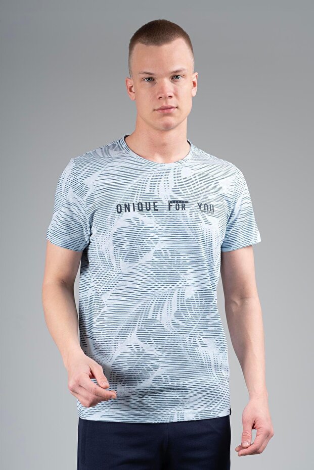 Regular Men's Crew Neck Blue Melange T-Shirt