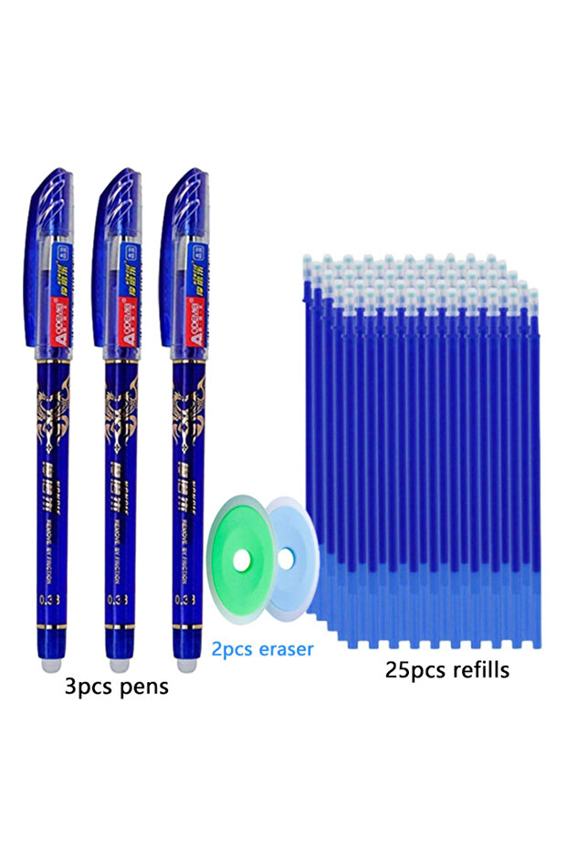 30pcs set blue 30pcs/set Blue/black/red Erasable Pen Set Dragon Pattern Design Gel Pen 0.5mm Washabl