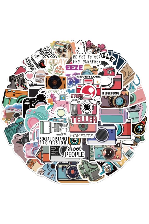 50PCS 50Pcs Camera Photographer Stickers Aesthetic DIY Scrapbook Phone Case Travel Luggage Skateboar