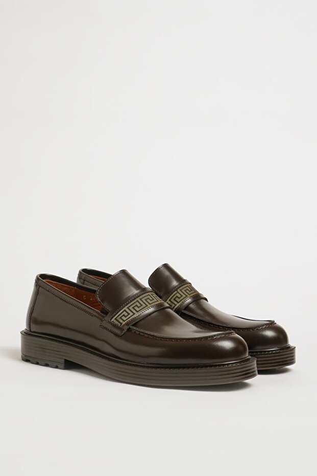 Chaplin Model Embroidered Patterned Genuine Natural Leather Eva Sole Casual Shoes