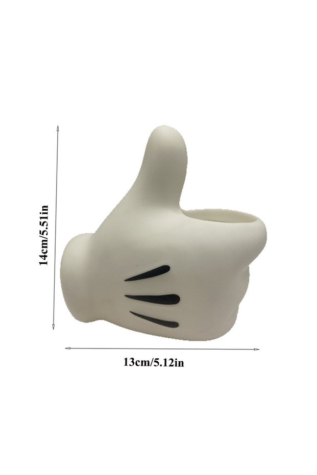 White Creative Thumbs Up Pen Holder Storage Ornament Home Design Style Trendy Gift Cute Cartoon