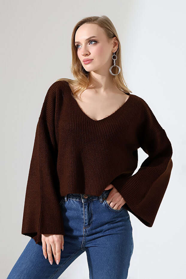 Women's Spanish Sleeve V-Neck Casual Knitwear Sweater