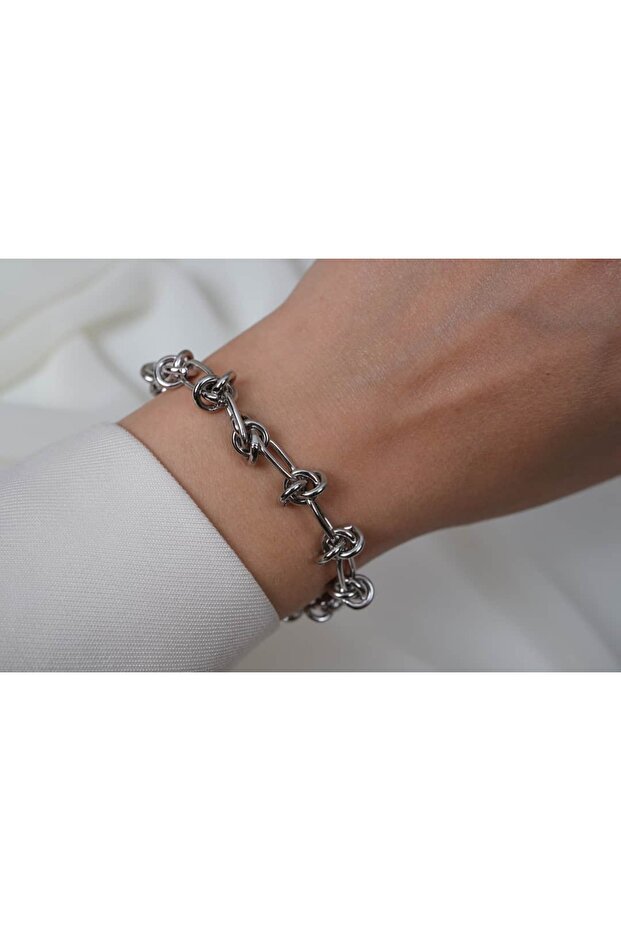 Blk187 Paperclip Chain Bracelet Silver (17 cm + 4 cm Extension)