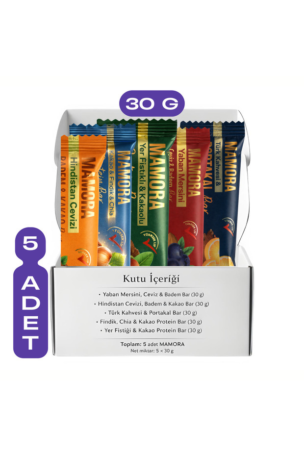 Bar - 5 Pack Mixed Pack - Vegan, Gluten-Free, No Added Sugar - Protein and Fruit Bar 30 g
