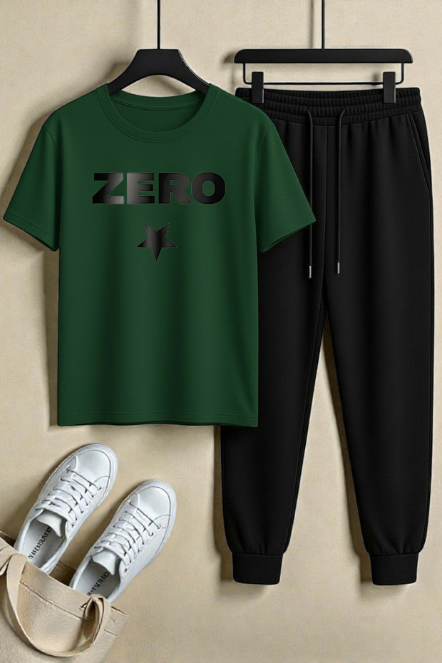 Unisex Zero Design Printed T-Shirt - 2-Piece Tracksuit Set