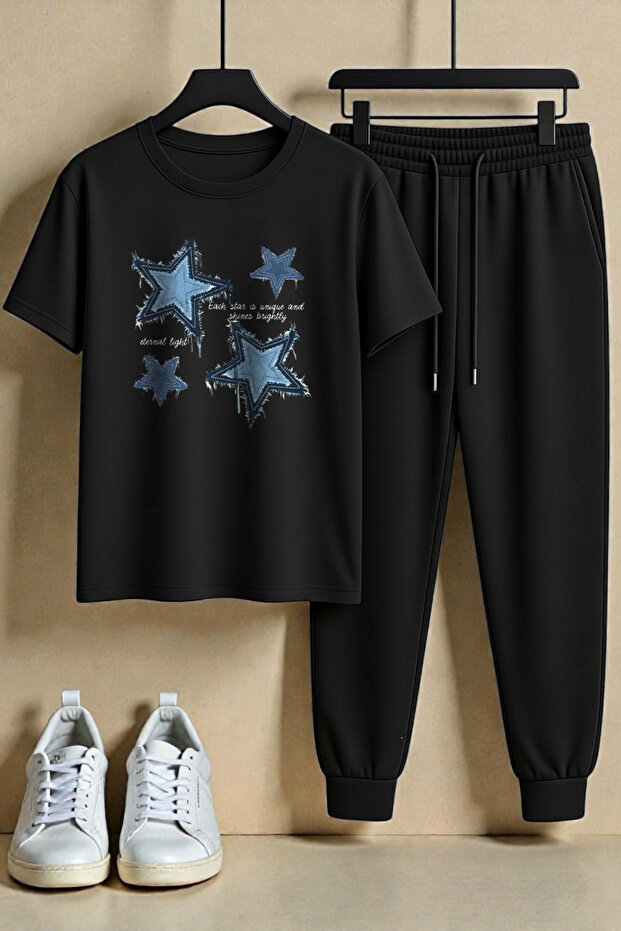 Unisex Eternal Light Design Printed T-Shirt - 2-Piece Tracksuit Set