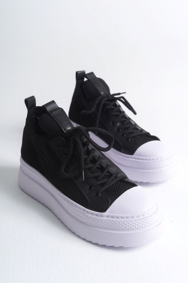 Yg2601 Men's Casual Lace-Up Knitwear Sports Sneaker Shoes Tbt - White/Black