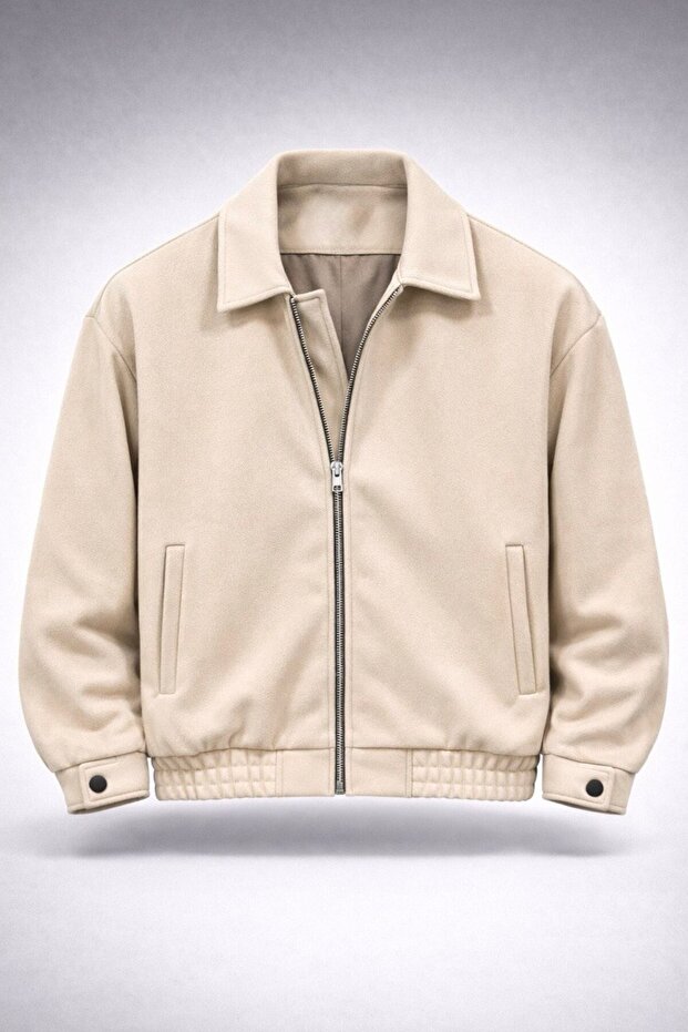 Basic Relax Fit Kaşe Trucker Ceket - 1