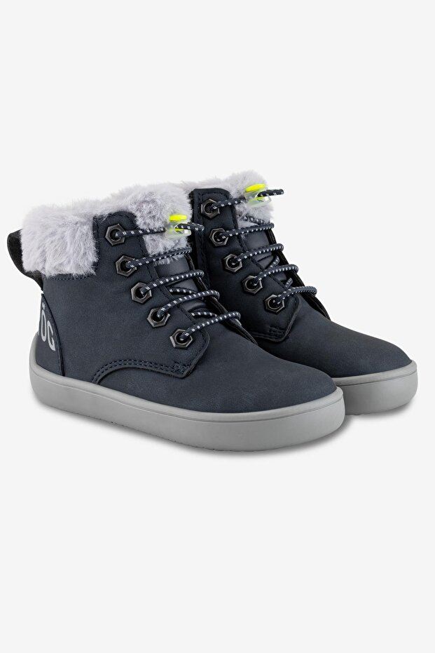 HOPFRÖG Furry Boots Lacivert Nubuk Barefoot Çocuk Botu