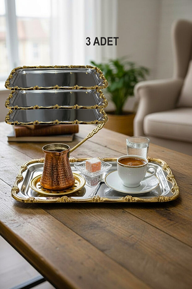 Baton Sarmaşik Presentation Tray - Silver - Gold