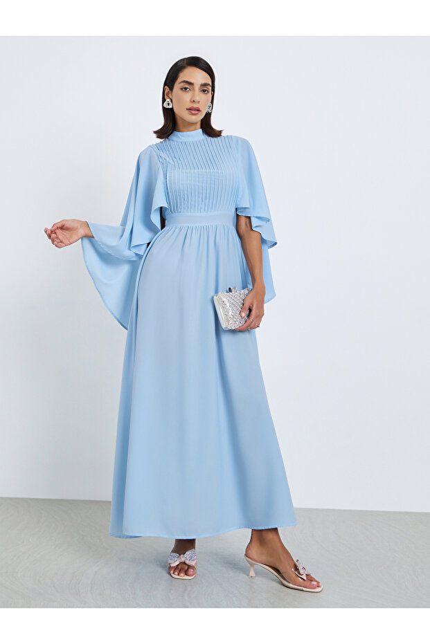 Women Pintuck Yoke Maxi Dress