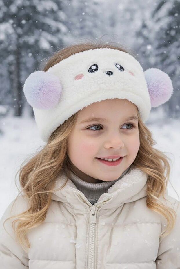 Cream Color Teddy Bear Plush Headphones