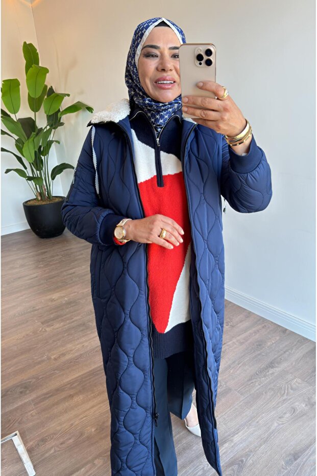 Kapitone Uzun Kaban - Lacivert - 3