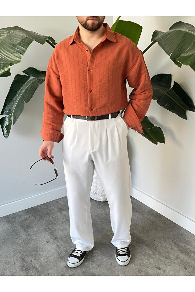 Modal Çizgili Oversize Gömlek - 2