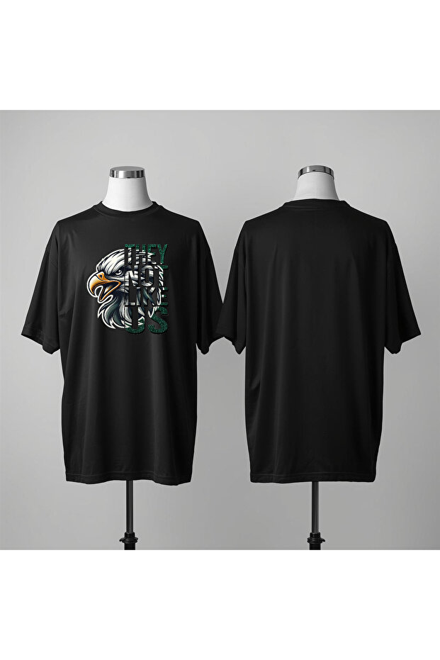 Kartal Printed Crew Neck Wide Fit Unisex Tshirt