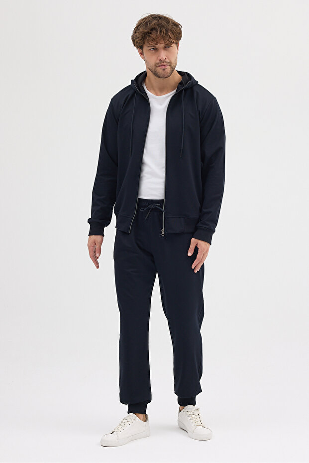 Compact Cotton Comfort Fit Men's Hooded Plain Tracksuit Set Ally-3021