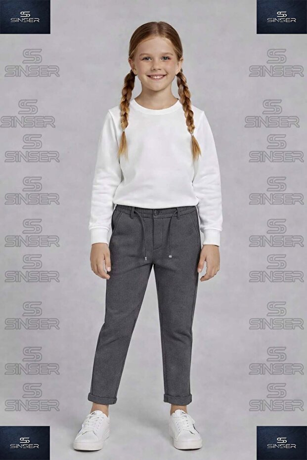 Girls' Pants with Elastic Waist and Lycra Cuffs