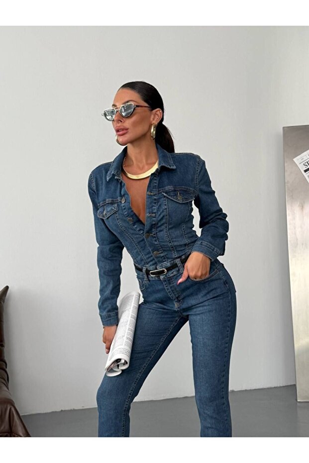 Maxi Denim Tulum-Dar Paça - 6