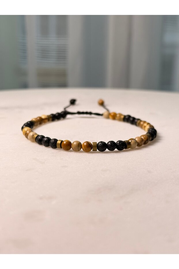 Jasper, Lava, Hematite Natural Stone Bracelet, Unisex Bracelet, Designer Bracelet Adjustable with String