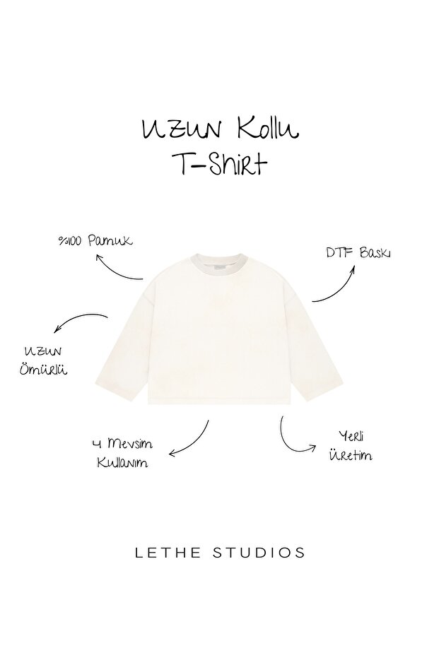 Blessed & Lucky Baskılı Uzun Kollu Basic T-Shirt - 2