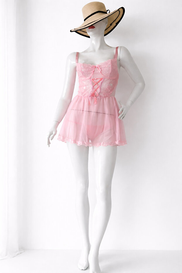 pembe dantel gecelik - 2