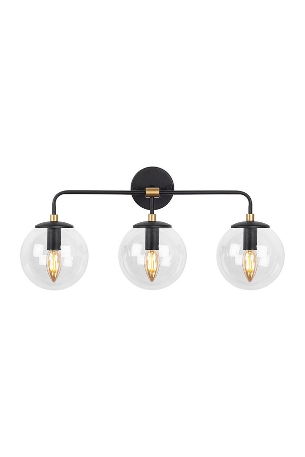 Black Metal Sconce with Fuzz E14 Compatible 56X21X27 cm Living Room Bedroom Wall Lamp