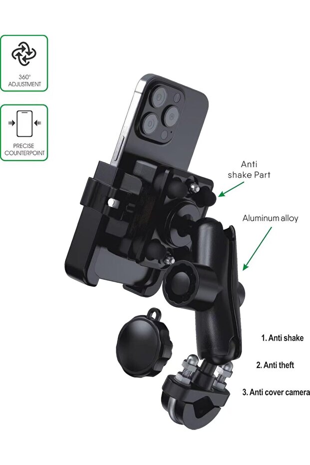 Universal Motorcycle Phone Mount, Waterproof Anti-Shock Handlebar Stand