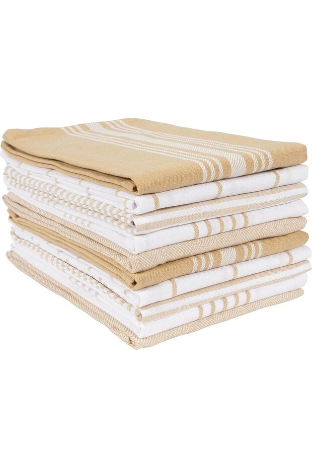 Kitchen Dish Towel Set of 10 | 18 x 28 Inch Tea Towels | Soft and Absorbent Mixed Set