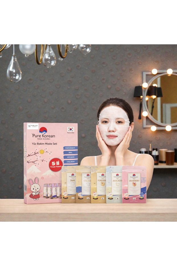 Pure Korean 5-Piece Facial Care Mask Set – Made in Korea, Intensive Moisturizing & Revitalizing Sheet Mask