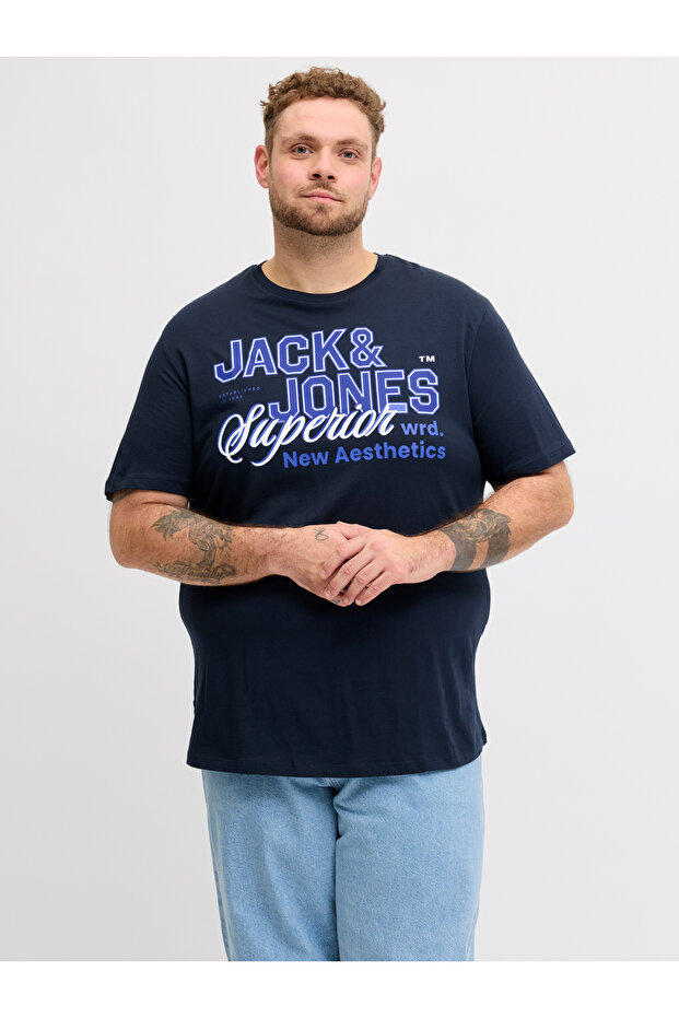 Jack Jones Jjelogo Tee Ss O-Neck 2 Col Ss26 Sn Pls Men's Navy Blue Large Size Tshirt 12289691-04