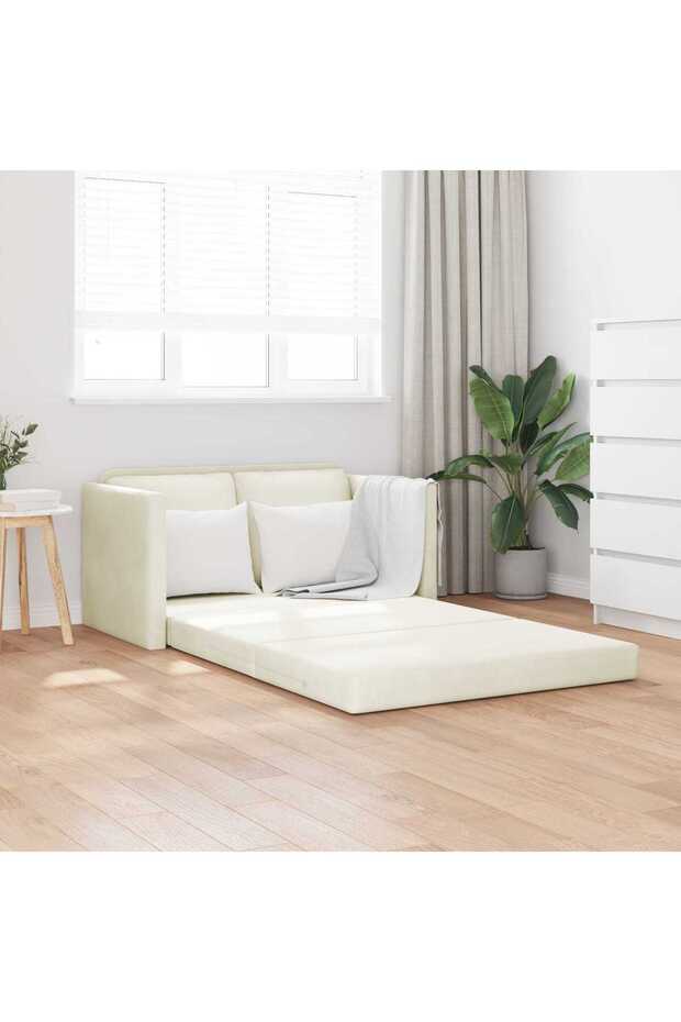 Sofa Bed 122cm Cream Velvet