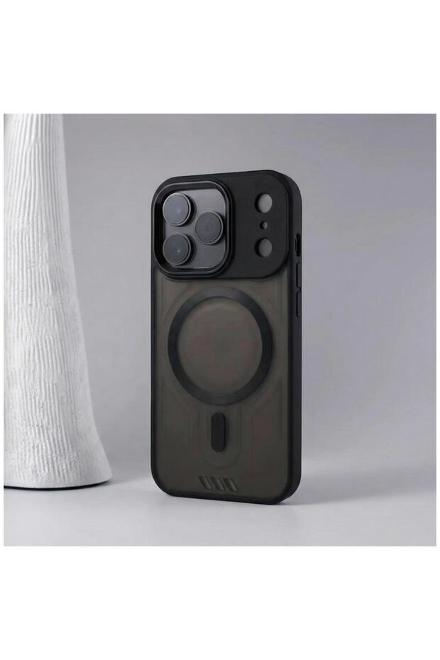 iPhone 18 Pro Compatible Case M-Safe Vault Silicone Case (with Metal Frame) Black