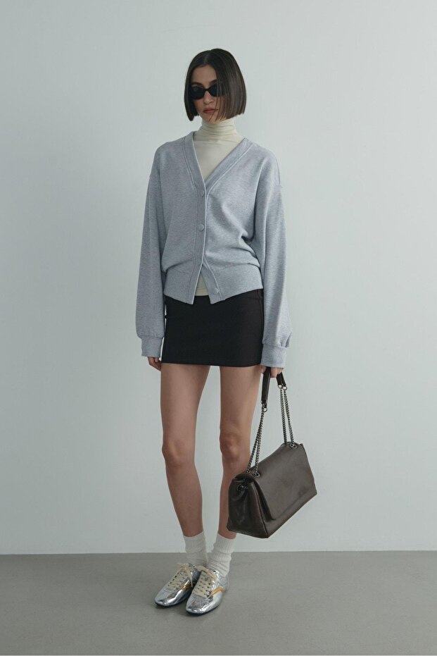 Gri Kenny Basic Hırka - 7