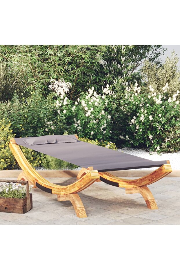 Outdoor Lounge Bed 100x188.5x44 cm Solid Bent Wood Anthracite