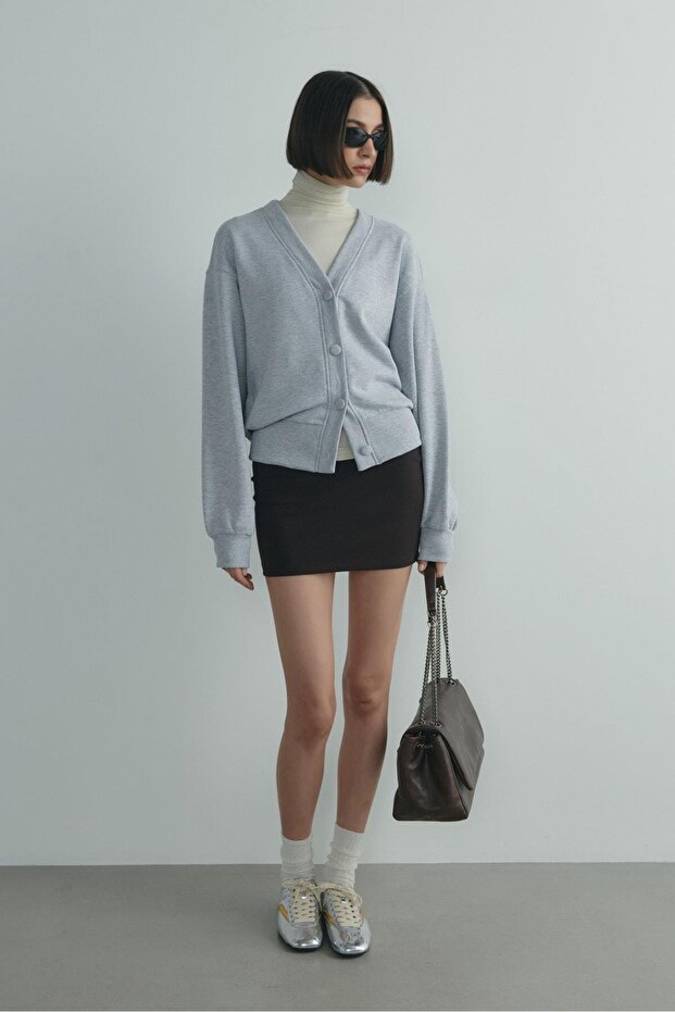 Gri Kenny Basic Hırka - 3