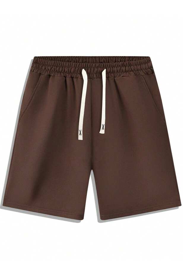 Men's Combed Cotton Pocketed Lace-Up Shorts