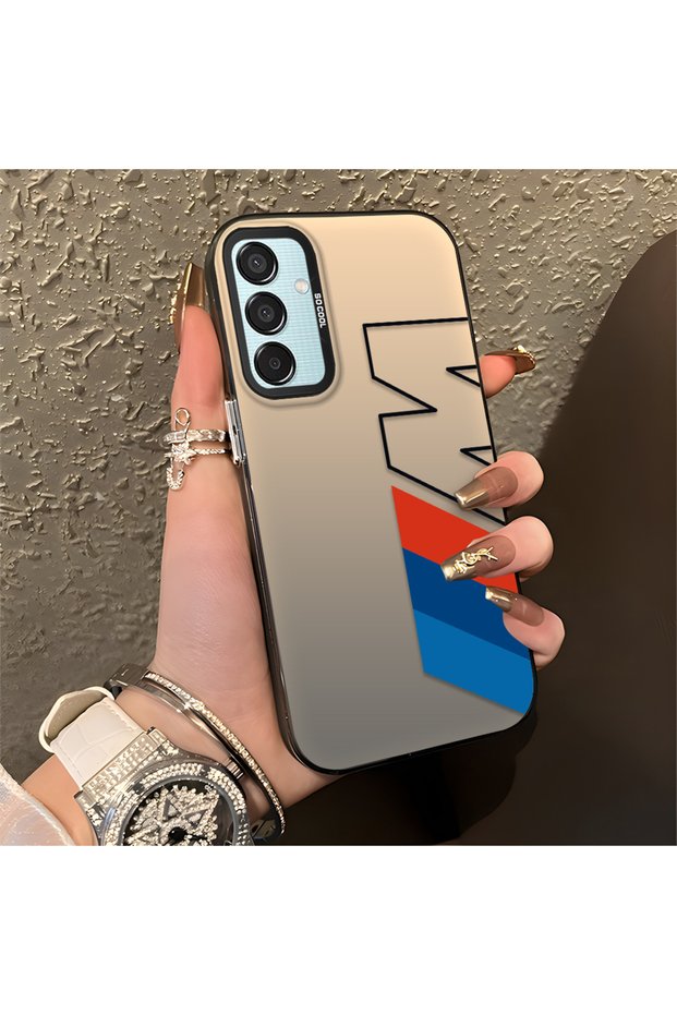 Samsung Galaxy M15 Compatible Bmw Patterned Silicone Edge Hard Back Anti-Fall Case