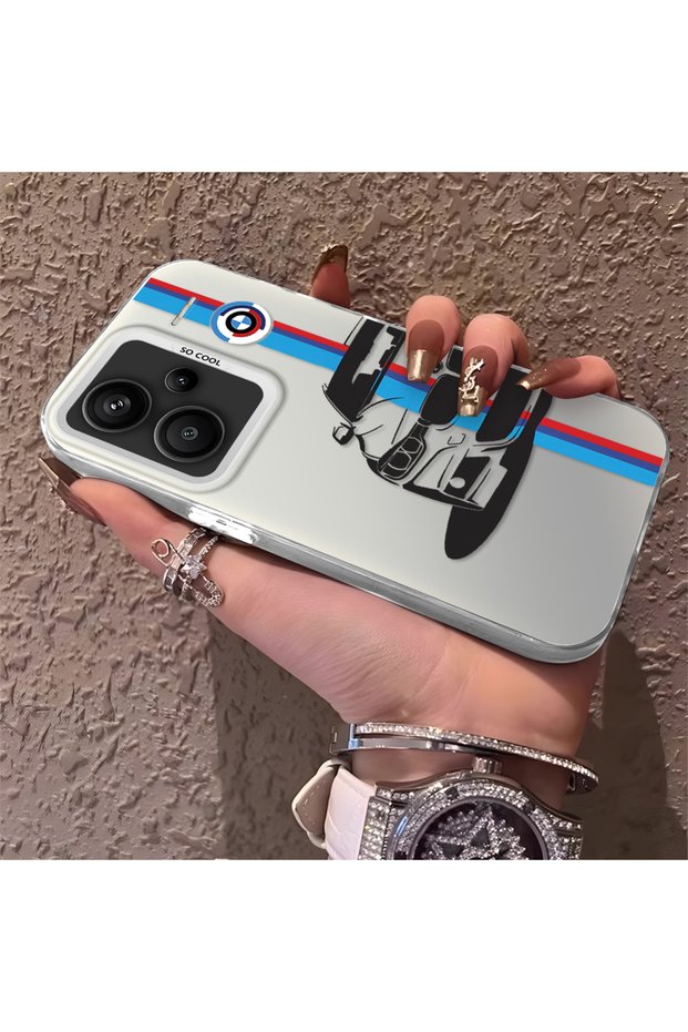 Bmw Pattern Silicone Edge Hard Back Slim Phone Case Compatible with Redmi Note 13 Pro Plus+ 5g