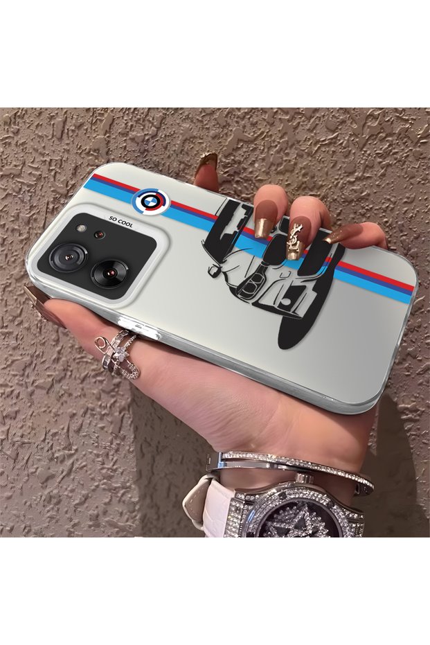 Bmw Pattern Silicone Edge Hard Back Slim Phone Case Compatible with Mi 13T/Mi 13t Pro