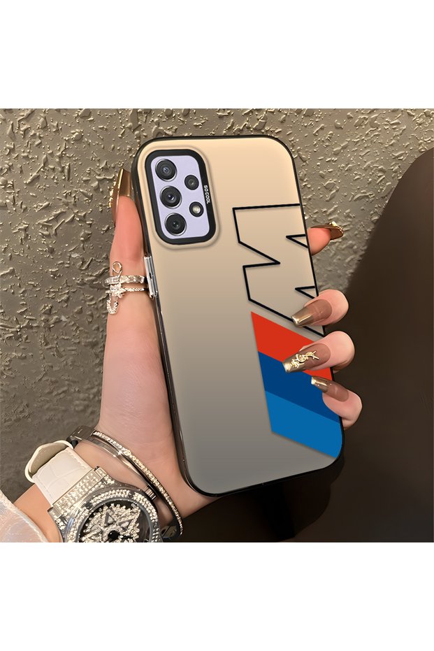 Samsung Galaxy A72 Compatible Bmw Patterned Silicone Edge Hard Back Anti-Fall Case