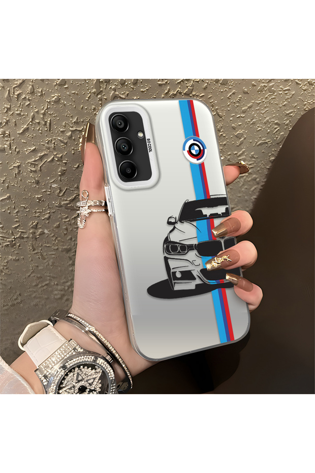 Samsung Galaxy A15 Compatible Silicone Edge Hard Back Anti-Fall Phone Case Bmw Patterned