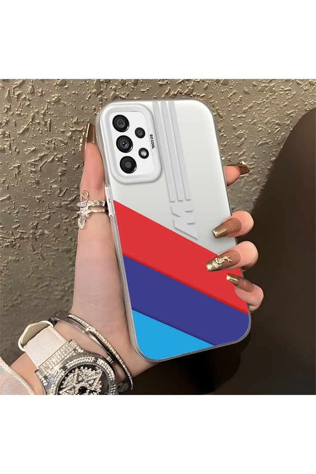 Samsung Galaxy A73 Compatible Bmw Patterned Silicone Edge Hard Back Anti-Fall Case