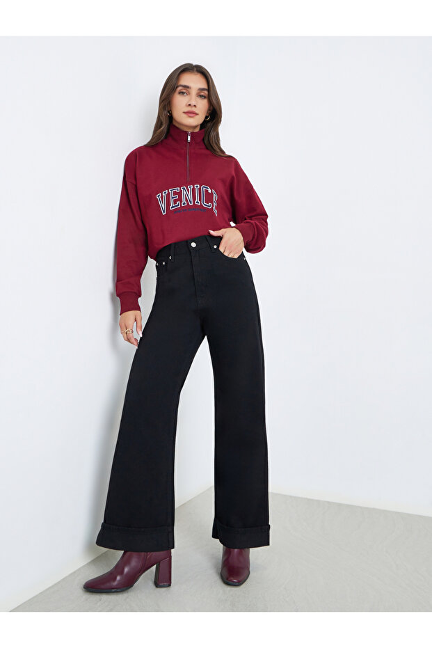 Women Black High Rise Straight Leg Jeans