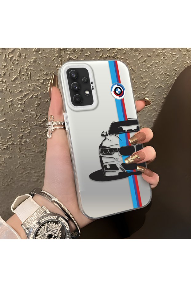 Samsung Galaxy A32 Compatible Silicone Edge Hard Back Anti-Fall Phone Case Bmw Patterned