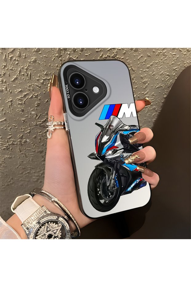 iPhone 16 Compatible Silicone Edge Hard Back Anti-Fall Phone Case with Car Pattern