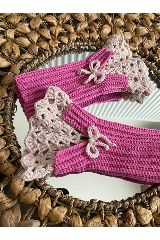 Vintage Örgü Dantel Eldiven , Bileklik - 1