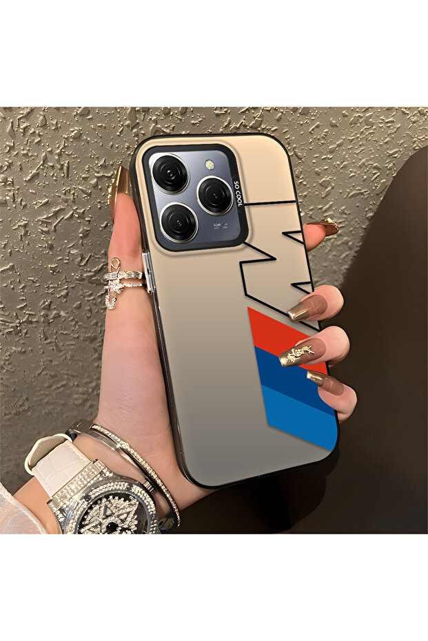 Tecno Spark 20 Pro 5g Uyumlu Bmw Desenli Silikon Kenar Sert Arka Anti Düşme Kılıfı
