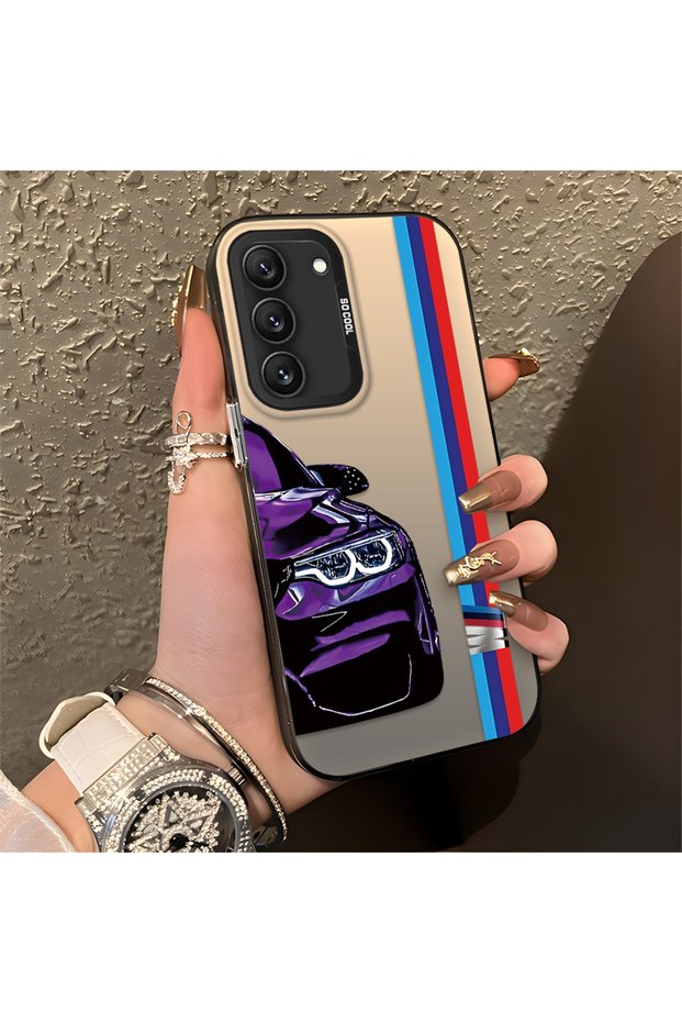 Samsung Galaxy S22 Compatible Silicone Edge Hard Back Anti-Fall Phone Case Bmw Patterned